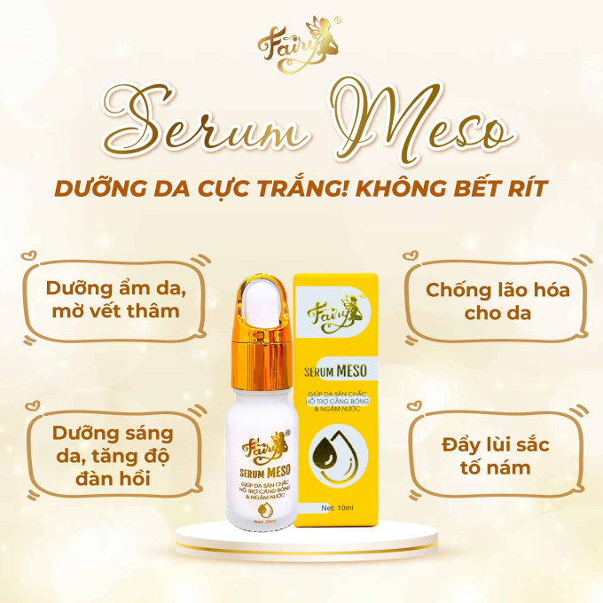 Serum Meso Fairy giúp làm sáng da, mờ thâm nám, dưỡng ẩm và ngăn ngừa lão hóa