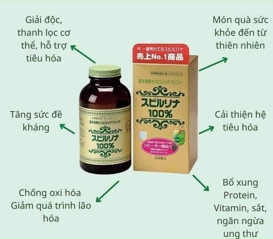 Công dụng Tảo Xoắn Spirulina 2200 Viên Nhật Bản