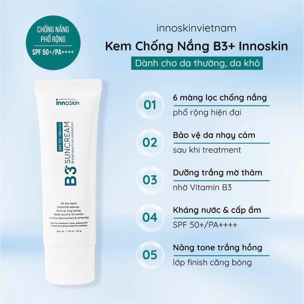 Kem Chống Nắng B3 Innoskin màu xanh