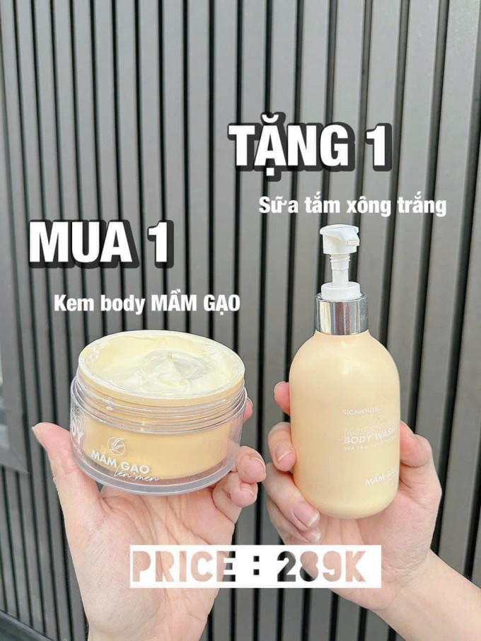 Kem Body Mầm Gạo Sica White - Tặng Kèm Sữa Tắm Trắng Sáng