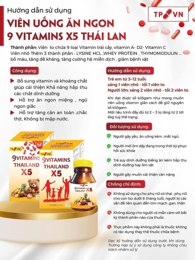 Thành phần chính của Vitamin Tăng Cân TP Thái Lan