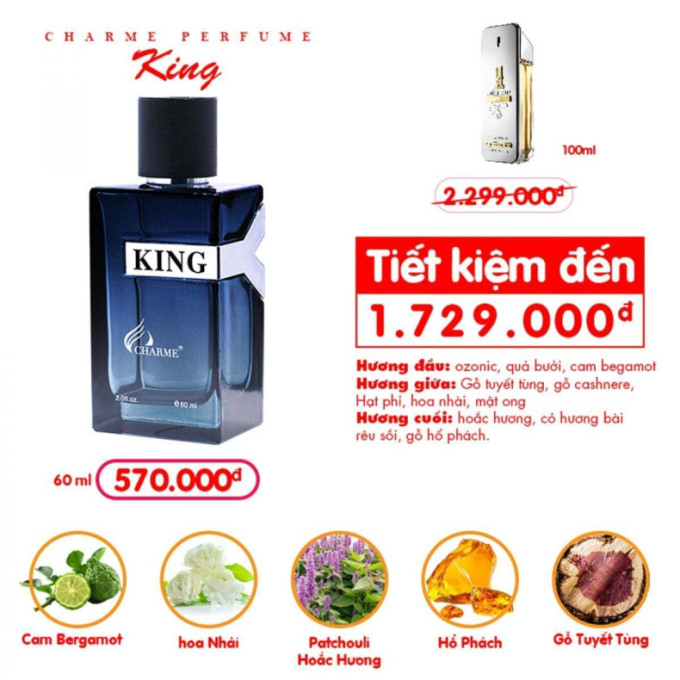 Tầng hương Nước Hoa Charme King 60ml